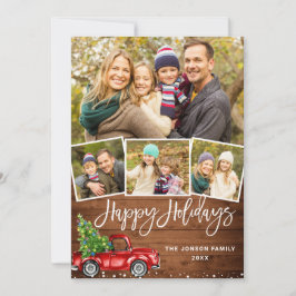 Cartão De Festividades 5 FOTO Retro Natal Vermelhos Saudação Rústica do C