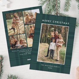 Cartão De Festividades 5 Foto Retro Xadrez de Natal Saudação