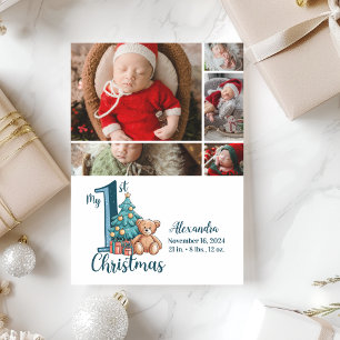 Cartão De Festividades 5 Foto Ursinho Azul Bebê 1 rua Natal