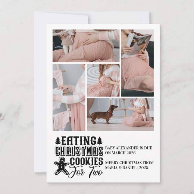 Cartão De Festividades 5 Fotografias de Natal para 2 Gravidez (Frente)