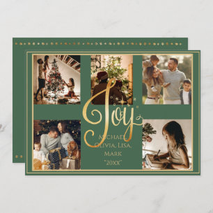 Cartão De Festividades 5 fotos Colagem Joy Dourada Natal Natal Natal