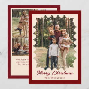 Cartão De Festividades 5 Moldura de Renda Vintage Elegante Natal Retro Fo