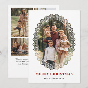 Cartão De Festividades 5 Moldura de Renda Vintage Elegante Natal Retro Fo