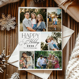 Cartão De Festividades 5 photos Christmas modern script Happy Holidays