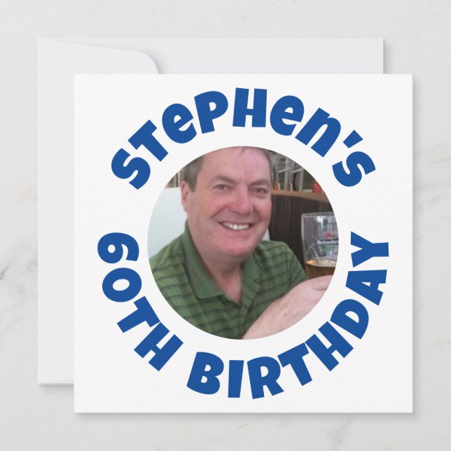 Cartão De Festividades 60ª Foto de Aniversário do Homem (Frente)