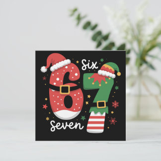 Cartão De Festividades 67 Meme Six Seven Elfo Chapéu de Natal Papai Noel