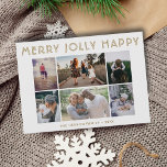 Cartão De Festividades 6 Foto Collage Feliz Jolly Feliz Natal<br><div class="desc">6 Cartão de Natal Feliz de Natal Feliz para a Feliz de Colagem de Fotografias. Cartões de foto de Natal personalizado moderno. Personalize o texto e adicione fotos da família.</div>