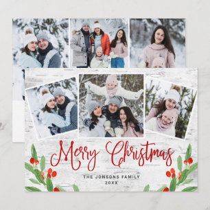 Cartão De Festividades 6 FOTO Natal Latido Rustic Birtic Saudação