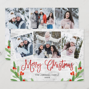 Cartão De Festividades 6 FOTO Natal Latido Rustic Birtic Saudação