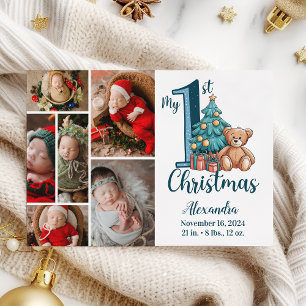 Cartão De Festividades 6 Foto Ursinho Azul Bebê 1 rua Natal