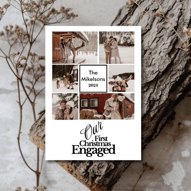 Cartão De Festividades 6 Fotos do Primeiro Natal Elegante Envolvidas (Criador carregado)