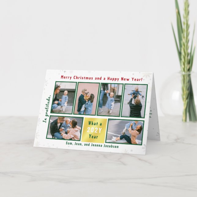 Cartão De Festividades 6 Fotos - Letra de Colagem Cute Elegante Personali (Frente)