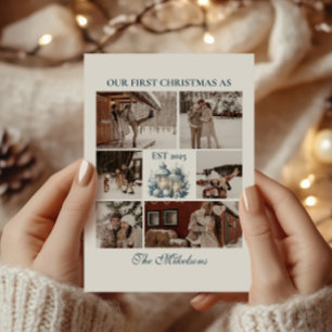 Cartão De Festividades 6 Fotos Primeiro Natal Juntos