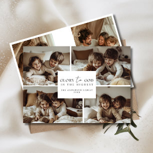 Cartão De Festividades 6 Glória da Colagem de Fotos para a Família Deus C