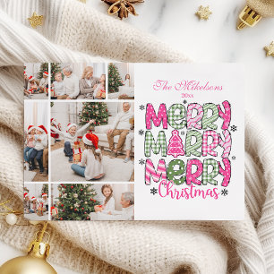 Cartão De Festividades 7 Foto: Feriado de Natal Verde Rosa Feliz