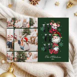 Cartão De Festividades 7 Foto Retro Gingham Papais noeis e Amigos Natal