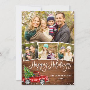 Cartão De Festividades 7 FOTO Retro Natal Vermelhos Saudação Rústica do C