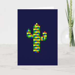 Cartão De Festividades 8-bit Saguaro Christmas Lights