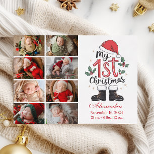 Cartão De Festividades 8 Foto Fofa Bebê Papai Noel 1º Natal