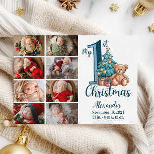 Cartão De Festividades 8 Foto Ursinho Azul Bebê 1 rua Natal