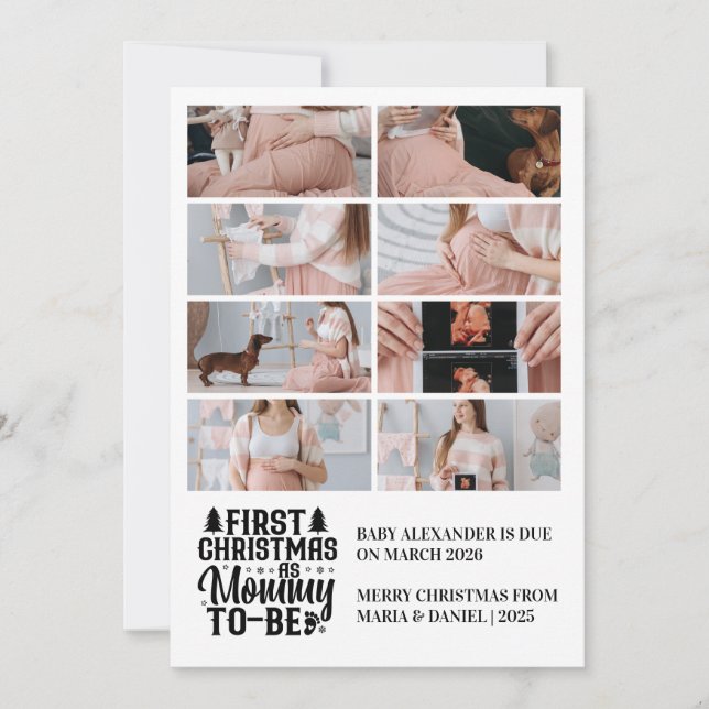 Cartão De Festividades 8 Mamãe fotográfica para estar grávida de Natal (Frente)
