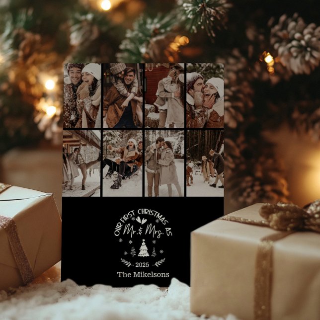 Cartão De Festividades 8 Photo First Christmas as Mr. & Mrs (Criador carregado)