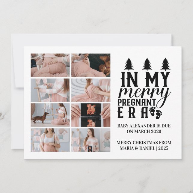 Cartão De Festividades 8 Photo In My Merry Pregnant Era Christmas (Frente)