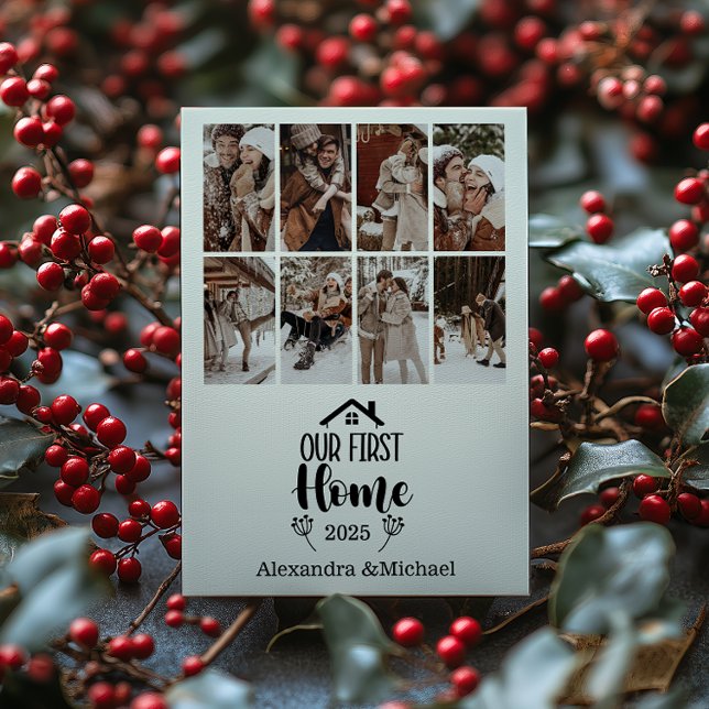Cartão De Festividades 8 Photo Minimialist Christmas Our First Home (Criador carregado)