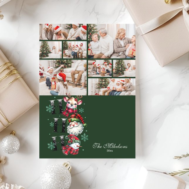 Cartão De Festividades 8 Photo Retro Santa & Friends Christmas (Criador carregado)