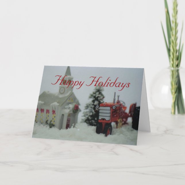 Cartão De Festividades 8 tratores do brinquedo no Natal (Frente)