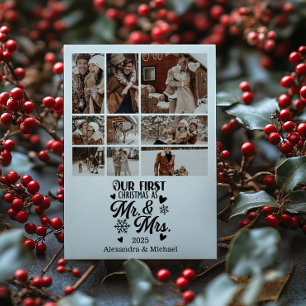 Cartão De Festividades 9 Flocos de Neve Natal Sr e Sra 