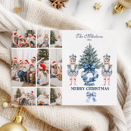 Cartão De Festividades 9 Foto Azul Chinoiserie Quebra-Nozes Natal