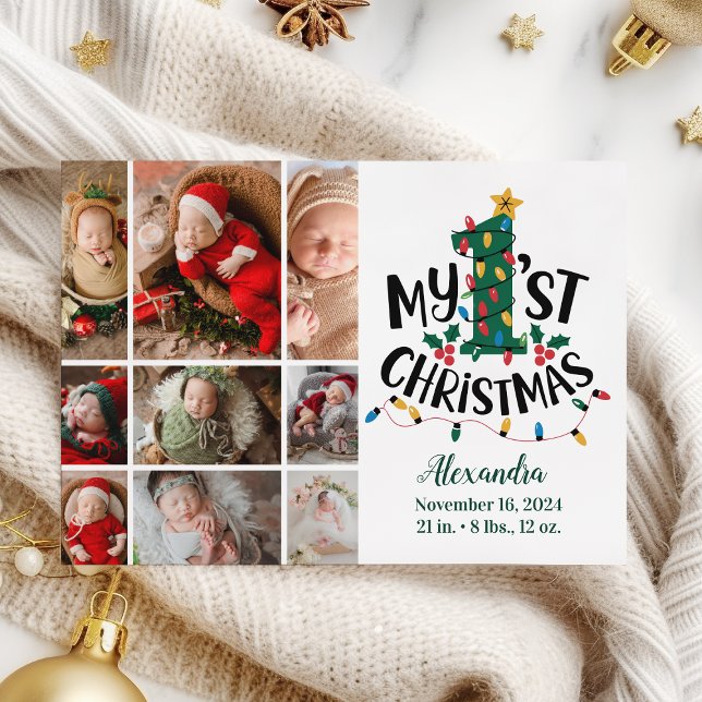 Cartão De Festividades 9 Foto das Luzes das Árvores de Natal Primeiro Nat (Criador carregado)