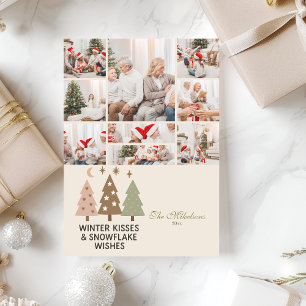 Cartão De Festividades 9 Foto Retro Winter Kisses & Snowflake Wish