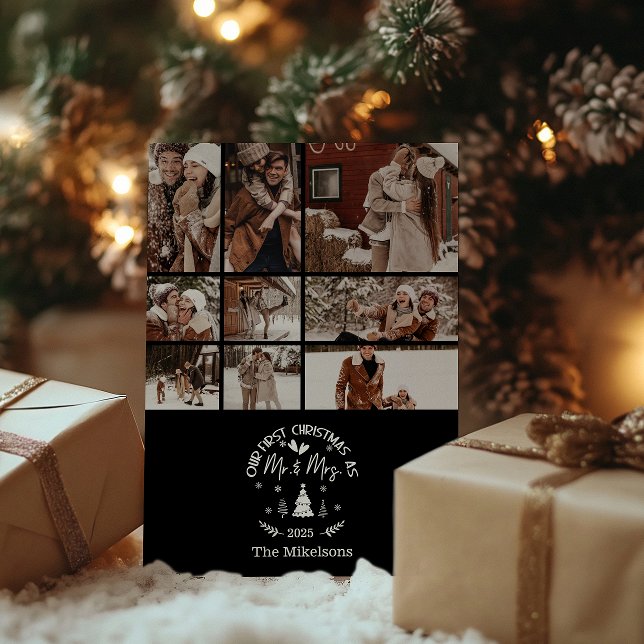 Cartão De Festividades 9 Photo First Christmas as Mr. & Mrs (Criador carregado)