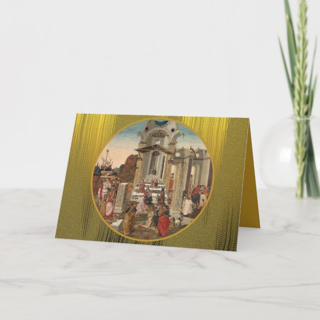 Cartão De Festividades A Adoração de Botticini do Feriado Magi (Frente)