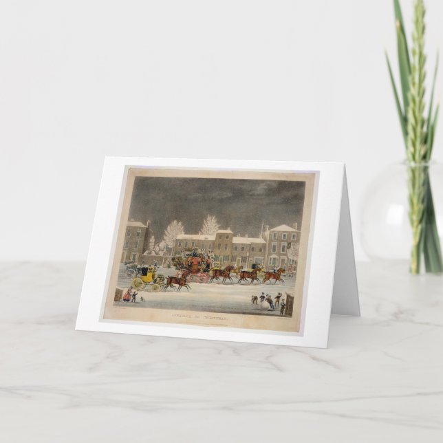 Cartão De Festividades A aproximação ao Natal, gravado pela caça de (Frente)