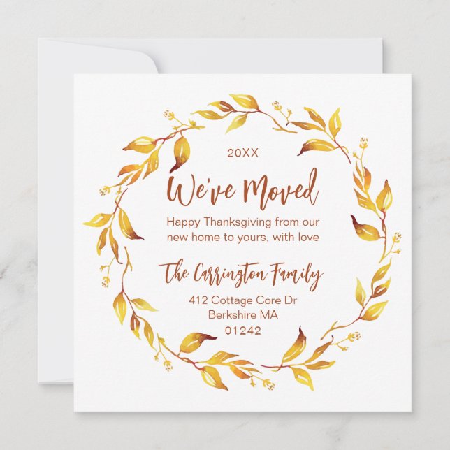 Cartão De Festividades A Aquarela Cai As Folhas De Outono Que Movimentamo (Frente)