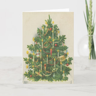 Cartão De Festividades A árvore de Natal do Victorian do vintage Candles