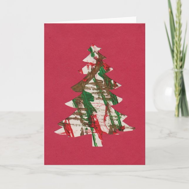 Cartão De Festividades A árvore Fingerpaint dentro (Frente)