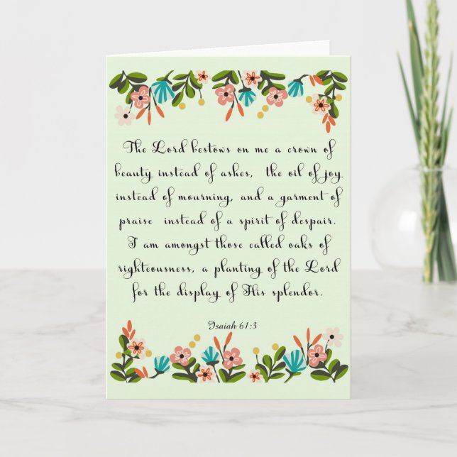Cartão De Festividades A bíblia Verses a arte - 61:3 de Isaiah (Frente)