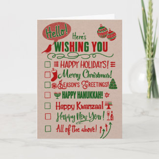 Cartão De Festividades A caixa de seleção escolhe seu feriado