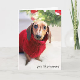 Cartão De Festividades A camisola do cão da árvore de Natal do Dachshund