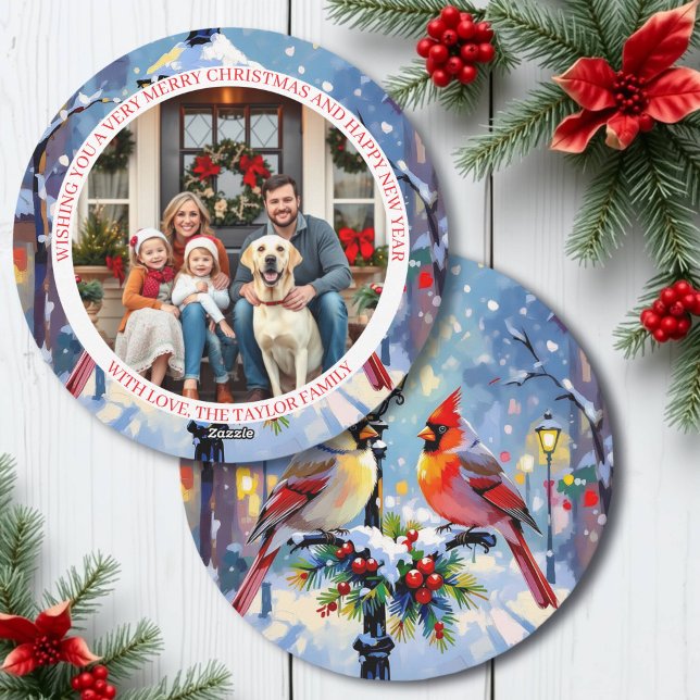 Cartão De Festividades A Cardinal Christmas Photo Template Personalized (Criador carregado)