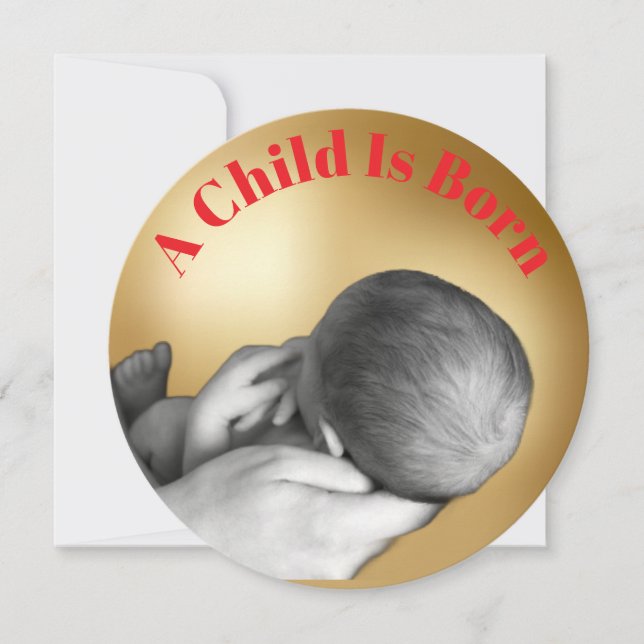 Cartão De Festividades A Child Is Born Gold Holiday Card (Frente)
