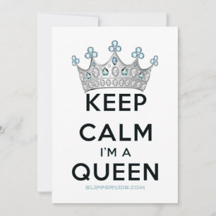 Cartão De Festividades A coroa rainha keep calm da SlipperyJoe's prateada