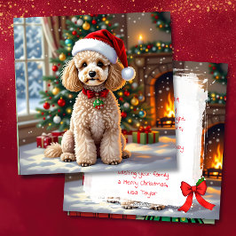 Cartão De Festividades A Cute Poodle Christmas Personalized