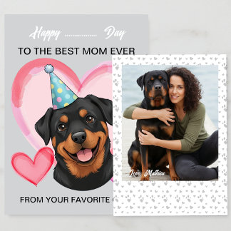 Cartão De Festividades A cute Rottweiler on a special occasion for Mom