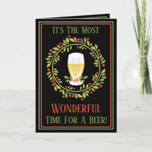 Cartão De Festividades A época mais maravilhosa para uma cerveja Holly Ch