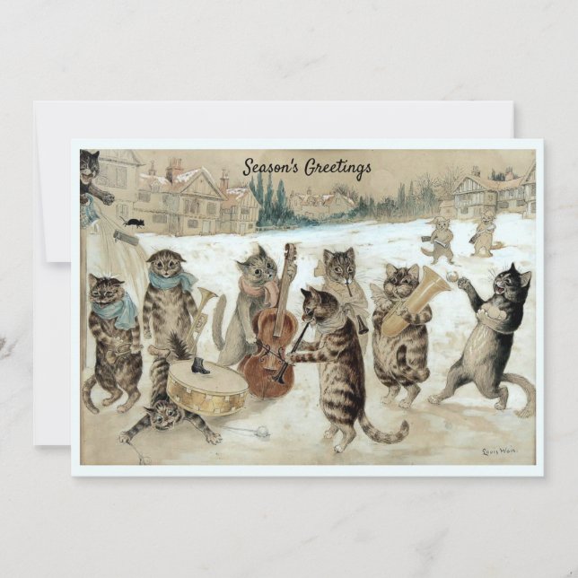 Cartão De Festividades "A Era Vitoriana Caroling Cats" de Louis Wain (Frente)